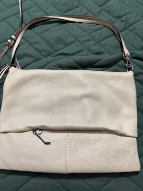 Sanctuary Cream Leather Fold-Over Shoulder Bag